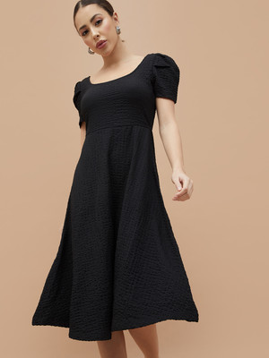 CODE by Lifestyle Women A-line Black Midi/Calf Length Dress