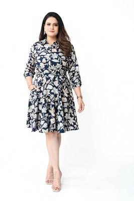 Vanarasa Women A-line Multicolor Knee Length Dress