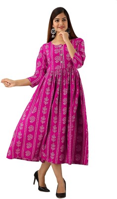 DHRUVI Women Fit and Flare Pink Dress