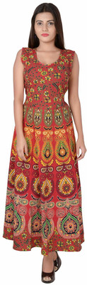 RAJDEVI JAIPUR PRINTS Women Maxi Multicolor Full Length Dress