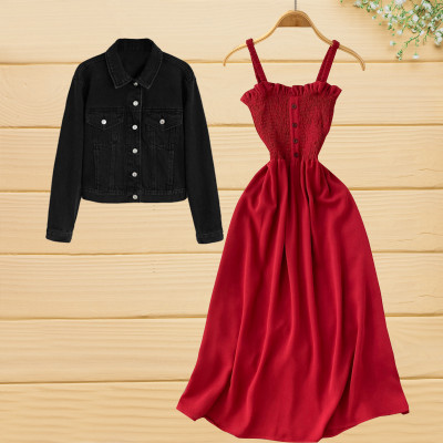 lahaba Women A-line Red Midi/Calf Length Dress