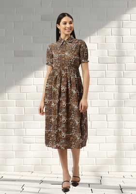 Moda Rapido Women A-line Multicolor Midi/Calf Length Dress