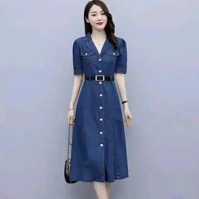 Manggo Women Fit and Flare Blue Midi/Calf Length Dress