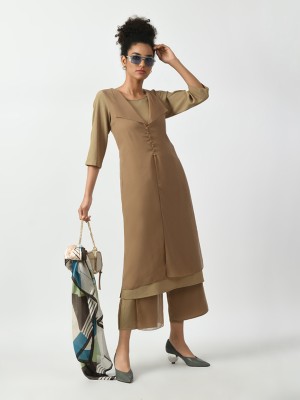 Office & you Women A-line Beige Dress