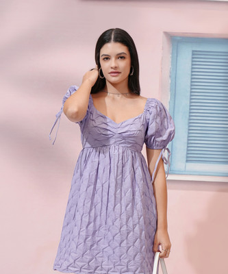 Tokyo Talkies Women Fit and Flare Purple Mini/Short Dress