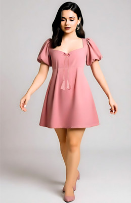 RK Costing Women Fit and Flare Pink Above Knee/Mid Thigh Length Dress