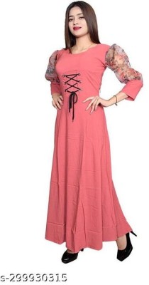 Iccha Collection Women Gown Pink Dress