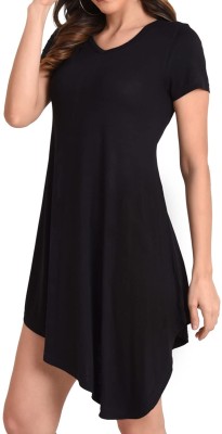 Miss Lavish London Women Asymmetric Black Dress