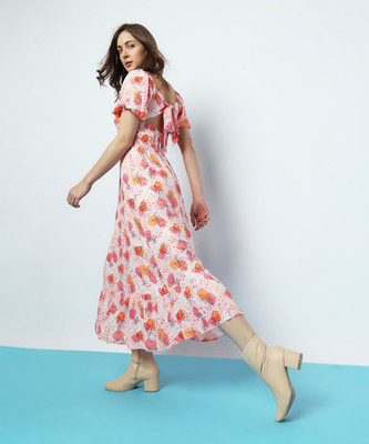 VERO MODA Women A-line Pink Midi/Calf Length Dress