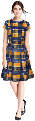 HEER FASHION Women Fit and Flare Yellow Knee Length Dress