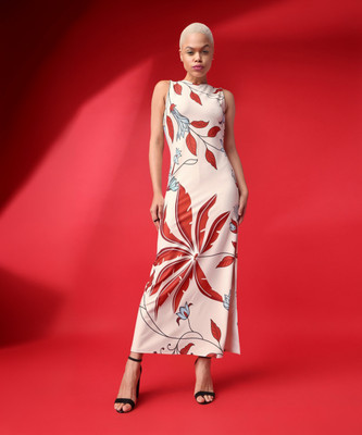 PURVAJA Women Bodycon Beige Maxi/Full Length Dress