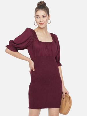 METRONAUT Women Bodycon Red Mini/Short Dress