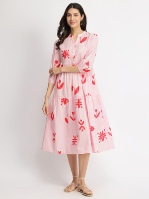 Pink Fort Women A-line Pink Midi/Calf Length Dress
