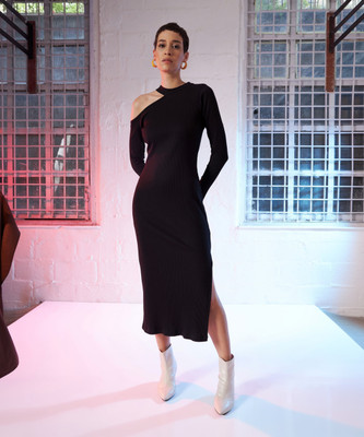 SASSAFRAS Women A-line Black Below Knee Dress