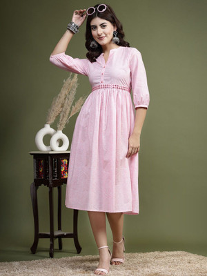 Sangria Women A-line Pink Midi/Calf Length Dress