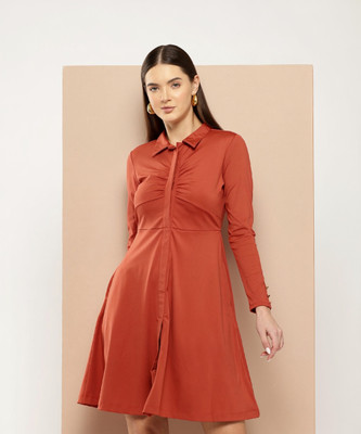CHEMISTRY Women Shirt Red Above Knee/Mid Thigh Length Dress