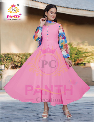 Panth Creation Women Fit and Flare Multicolor Maxi/Full Length Dress