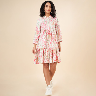 Akkriti by Pantaloons Women A-line Pink Above Knee/Mid Thigh Length Dress