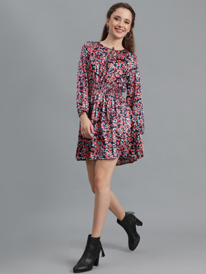 KOTTY Women A-line Multicolor Above Knee/Mid Thigh Length Dress
