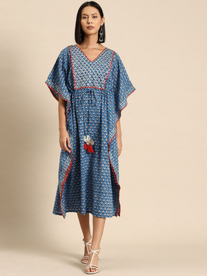 all about you Women Kaftan Blue Midi/Calf Length Dress