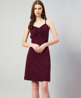RARE Women A-line Purple Above Knee/Mid Thigh Length Dress