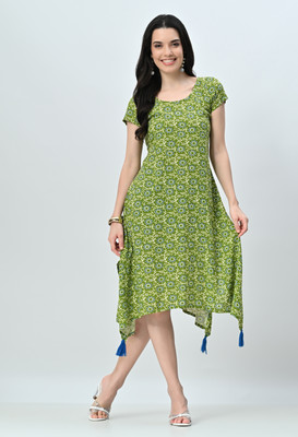 ALL WAYS YOU Women A-line Green Midi/Calf Length Dress