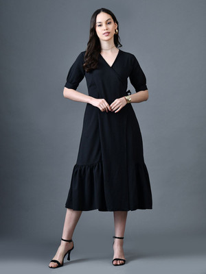 Roadster Women A-line Black Knee Length Dress