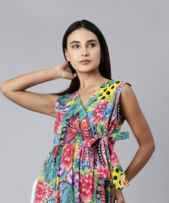 SHOWOFFFF Women A-line Multicolor Maxi/Full Length Dress