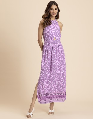 moomaya Women A-line Purple Dress