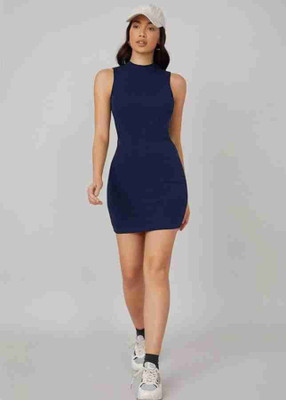 Zintom Women Bodycon Dark Blue Above Knee/Mid Thigh Length Dress