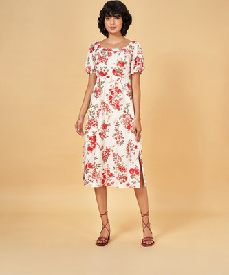 Honey By Pantaloons Women Fit and Flare Multicolor Midi/Calf Length Dress