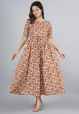 Twirl Tales Women A-line Gold Midi/Calf Length Dress