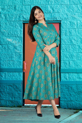 MamtaArt Women Fit and Flare Multicolor Midi/Calf Length Dress