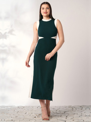 Globus Women Bodycon Green Midi/Calf Length Dress