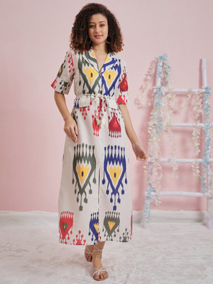 ATHENA Women A-line Multicolor Midi/Calf Length Dress