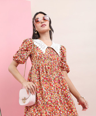 Tokyo Talkies Women A-line Yellow Mini/Short Dress