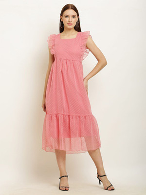 Moda Rapido Women A-line Pink Maxi/Full Length Dress