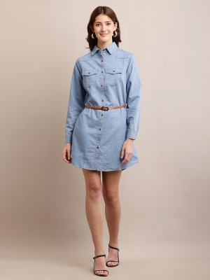 Nobarr Women Shirt Blue Dress