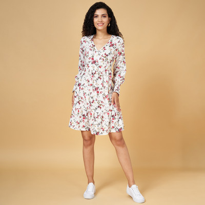 YU by Pantaloons Women A-line White Above Knee/Mid Thigh Length Dress