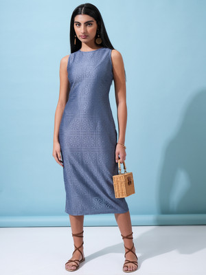 Tokyo Talkies Women Bodycon Dark Blue Midi/Calf Length Dress
