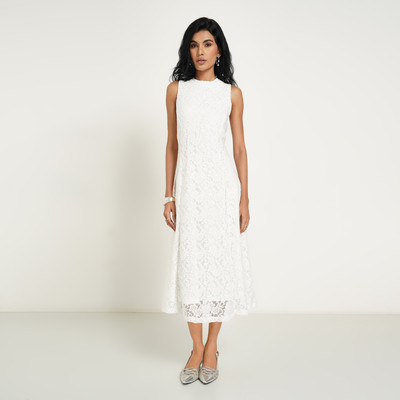 Annabelle by Pantaloons Women A-line White Midi/Calf Length Dress