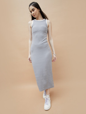 Ginger by Lifestyle Women Bodycon Grey Midi/Calf Length Dress