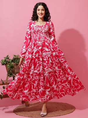 Sheetal Associates Women Fit and Flare Pink Maxi/Full Length Dress
