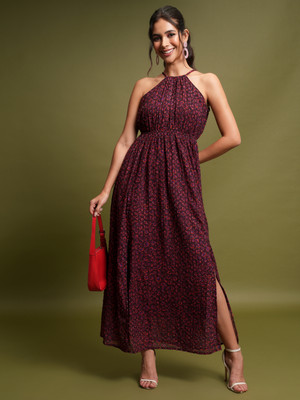 Tokyo Talkies Women Maxi Purple, Red, Maroon Full Length Dress