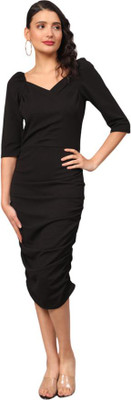 Sun Fashion And Lifestyle Women Bodycon Black Knee Length Dress