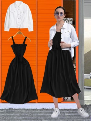 lahaba Women A-line White, Black Dress