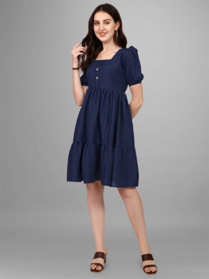 Barters boutique Women A-line Dark Blue Dress