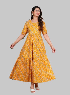 Twirl Tales Women A-line Yellow Dress