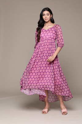 aarke Ritu Kumar Women Fit and Flare Purple Maxi/Full Length Dress