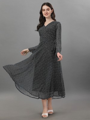 Fashion2wear Women A-line Black, Grey Dress